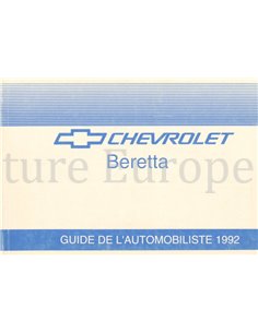1992 CHEVROLET BERETTA INSTRUCTIEBOEKJE FRANS (CAN)