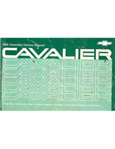 1988 CHEVROLET CAVALIER OWNERS MANUAL ENGLISH