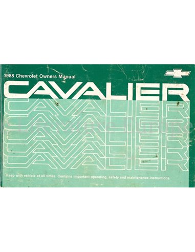 1988 CHEVROLET CAVALIER OWNERS MANUAL ENGLISH