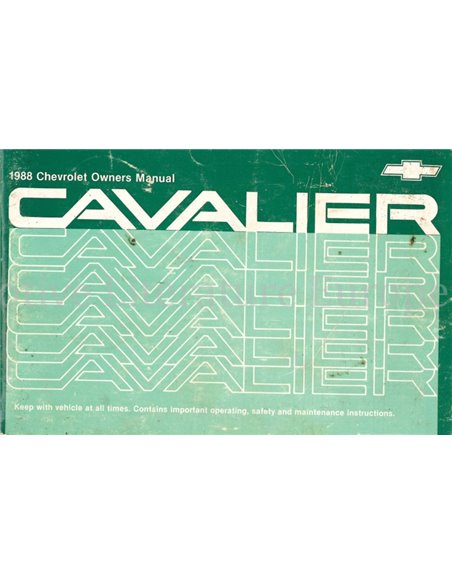 1988 CHEVROLET CAVALIER OWNERS MANUAL ENGLISH
