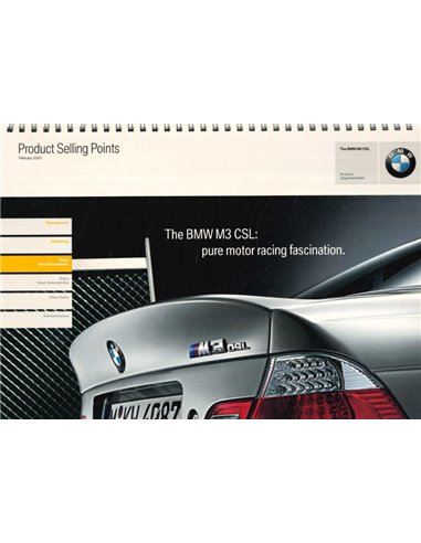 2002 BMW M3 CSL PRODUCT PRODUCT BEARGUMENTATIE BROCHURE ENGELS 