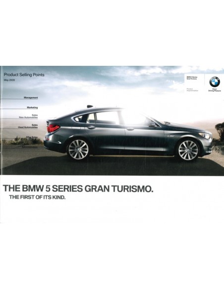 2009 BMW 5 SERIE GRAN TURISMO PRODUCT BEARGUMENTATIE BROCHURE ENGELS