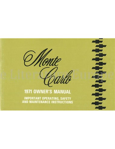 1971 CHEVROLET MONTE CARLO OWNERS MANUAL ENGLISH