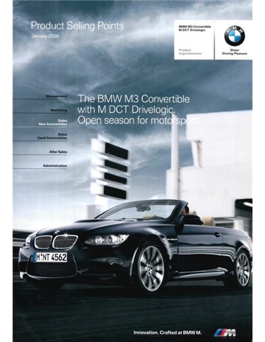 2008 BMW M3 CABRIO PRODUKT ARGUMENTE PROSPEKT ENGLISCH