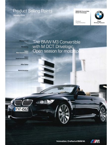 2008 BMW M3 CABRIOLET PRODUCT BEARGUMENTATIE BROCHURE ENGELS