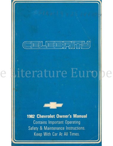 1982 CHEVROLET CELEBRITY OWNERS MANUAL ENGLISH
