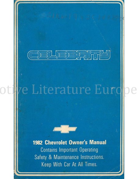 1982 CHEVROLET CELEBRITY BETRIEBSANLEITUNG ENGLISCH