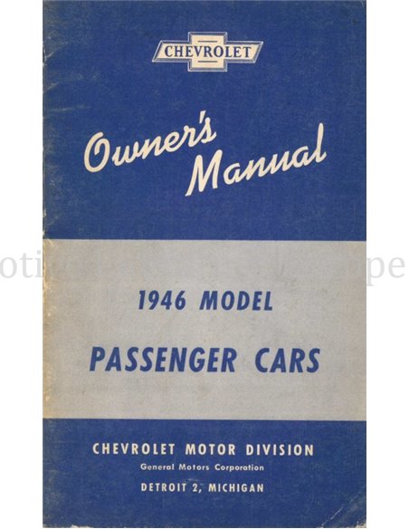 1946 CHEVROLET PROGRAMM BETRIEBSANLEITUNG ENGLISCH