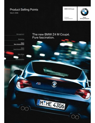 2006 BMW Z4 M COUPÉ PRODUCT SELLING POINTS BROCHURE ENGLISH