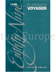 1989 PLYMOUTH VOYAGER OWNERS MANUAL ENGLISH (US)