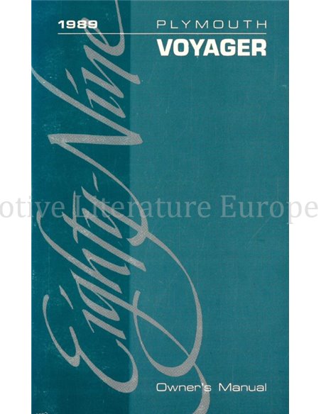 1989 PLYMOUTH VOYAGER BETRIEBSANLEITUNG ENGLISCH (US)