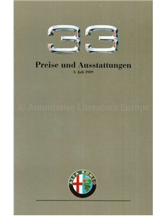 1989 ALFA ROMEO 33 PRIJSLIJST DUITS