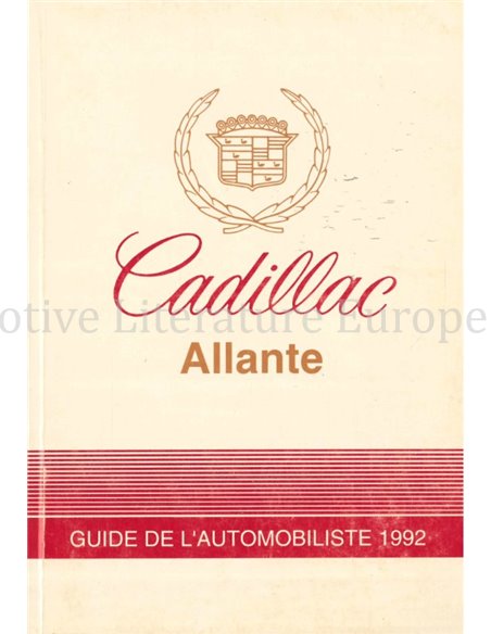 1992 CADILLAC ALLANTE BETRIEBSANLEITUNG FRANZÖSISCH