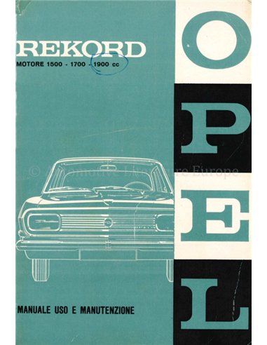 1963 OPEL REKORD OWNERS MANUAL ITALIAN
