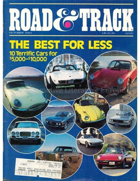 1984 ROAD AND TRACK MAGAZINE OKTOBER ENGLISCH