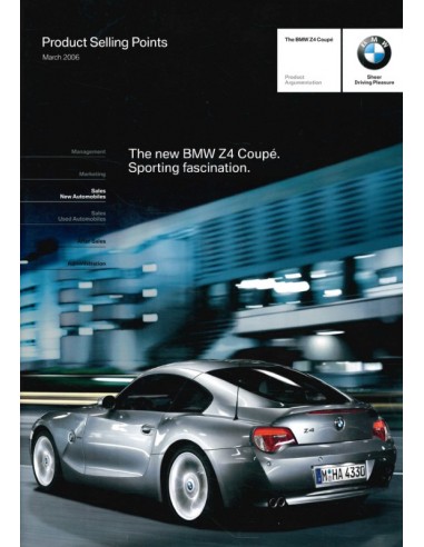 2006 BMW Z4 COUPÉ PRODUCT SELLING POINTS BROCHURE ENGLISH