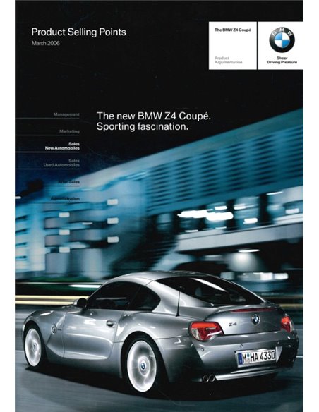 2006 BMW Z4 COUPÉ PRODUCT SELLING POINTS BROCHURE ENGLISH