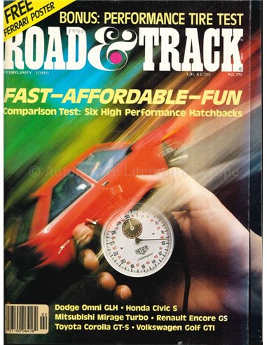1985 ROAD AND TRACK MAGAZINE FEBRUARI ENGELS