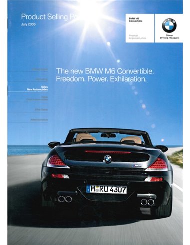 2006 BMW M6 CONVERTIBLE PRODUCT SELLING POINTS BROCHURE ENGLISH