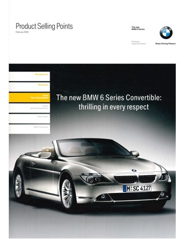 2004 BMW 6 SERIE CABRIOLET PRODUCT BEARGUMENTATIE BROCHURE ENGELS