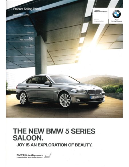 2010 BMW 5 SERIES SALOON PRODUCT SELLING POINTS BROCHURE ENGLISH