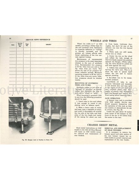 1946 SUPPLEMENT PONTIAC WERKSTATTHANDBUCH ENGLISCH