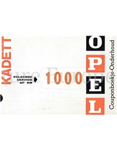 1964 OPEL KADETT SERVICE & WARRANTY MANUAL DUTCH