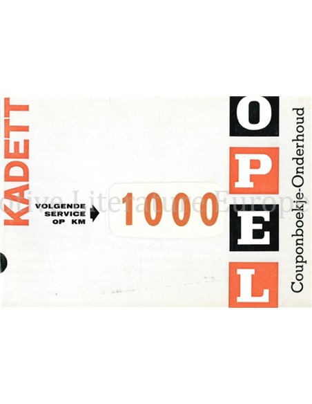 1964 OPEL KADETT SERVICE & WARRANTY MANUAL DUTCH