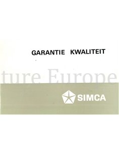 1965 SIMCA SERVICE & GARANTIE HANDLEIDING NEDERLANDS