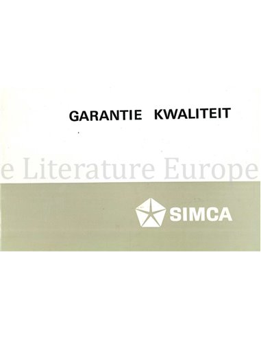 1965 SIMCA SERVICE & WARTUNGSHEFT NIEDERLÄNDISCH