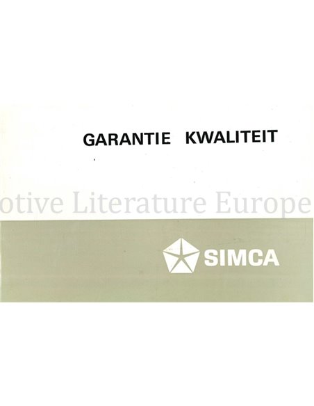1965 SIMCA SERVICE & WARTUNGSHEFT NIEDERLÄNDISCH