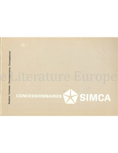 1966 SIMCA SERVICE STATIONS WORLDWIDE HANDBOOK