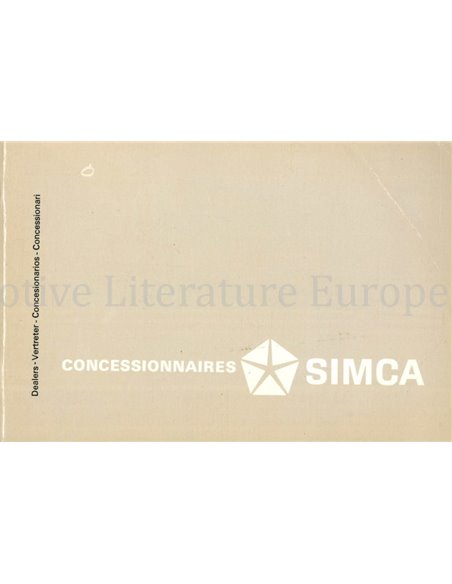 1966 SIMCA SERVICE HÄNDLER VERZEICHNIS WELTWEIT HANDBUCH