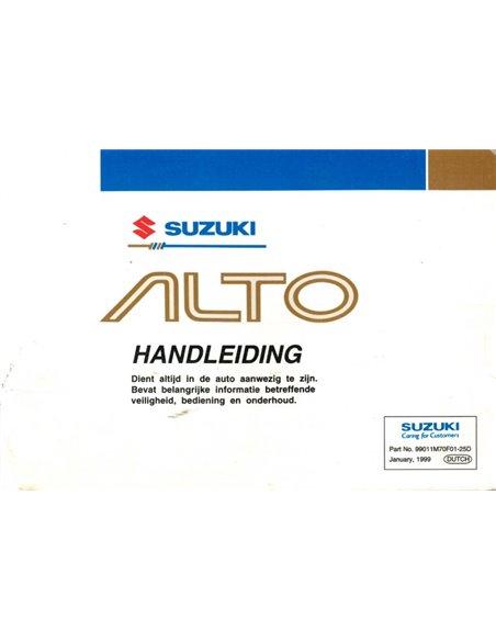 2000 SUZUKI ALTO BETRIEBSANLEITUNG NIEDERLÄNDISCH
