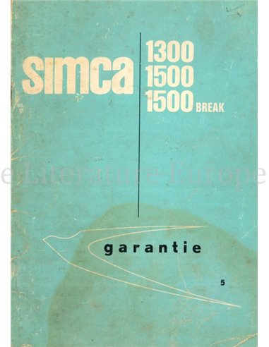 1965 SIMCA SERVICE & GARANTIE HANDLEIDING NEDERLANDS