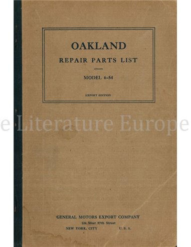 1928 OAKLAND MODEL 6-54 ONDERDELEN CATALOGUS 