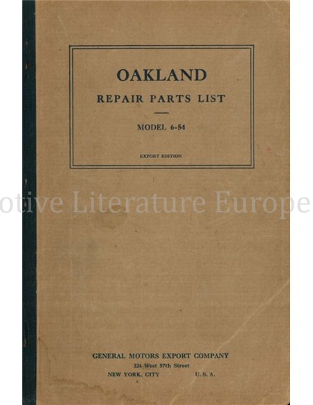 1928 OAKLAND MODEL 6-54 SPARE PARTS CATLOGUE 