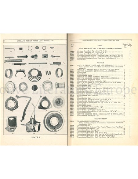 1928 OAKLAND MODEL 6-54 ONDERDELEN CATALOGUS 