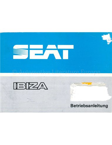 1989 SEAT IBIZA BETRIEBSANLEITUNG DEUTSCH