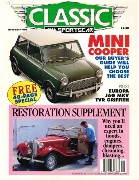 1992 CLASSIC AND SPORTSCAR MAGAZINE (11) NOVEMBER ENGELS