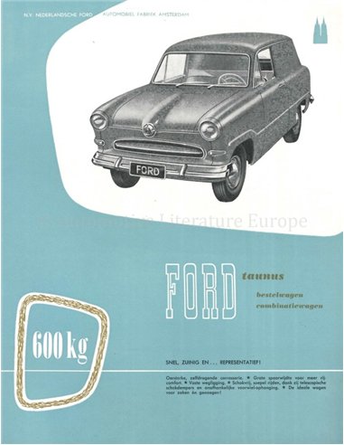 1955 FORD TAUNUS DATENBLATT NIEDERLÄNDISCH
