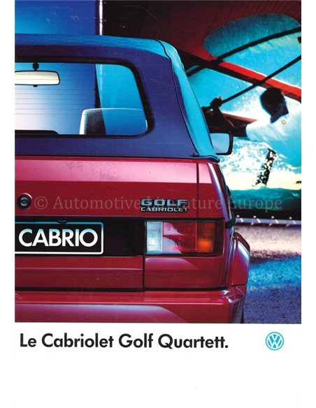 1989 VOLKSWAGEN GOLF CABRIOLET QUARTETT BROCHURE FRENCH