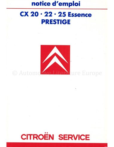 1987 CITROEN CX PRESTIGE INSTRUCTIEBOEKJE FRANS