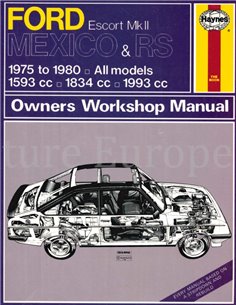 1975-1980 FORD ESCORT MK II, MEXICO & RS REPAIR MANUAL ENGLISH