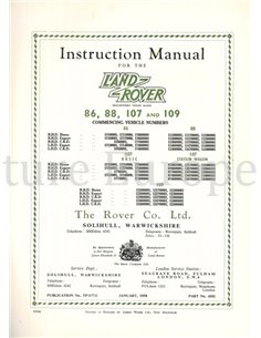 1958 LAND ROVER 86 | 88 | 107 | 109 OWNERS MANUAL ENGLISH 2