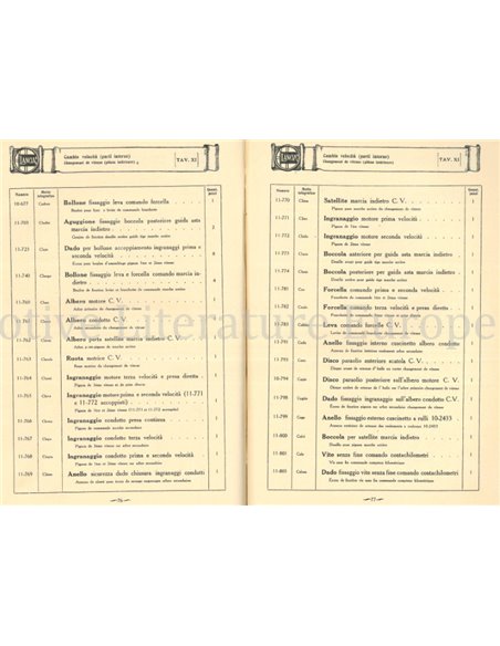 1931 LANCIA LAMBDA (SERIES IX) ERSATZTEILKATALOG ITALIENISCH