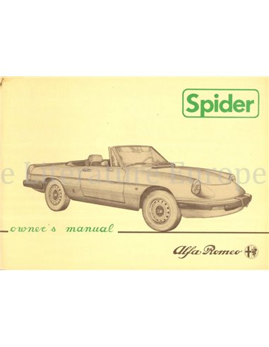 1983 ALFA ROMEO SPIDER OWNERS MANUAL ENGLISH