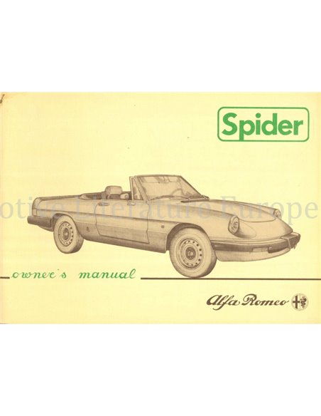 1983 ALFA ROMEO SPIDER BETRIEBSANLEITUNG ENGLISCH