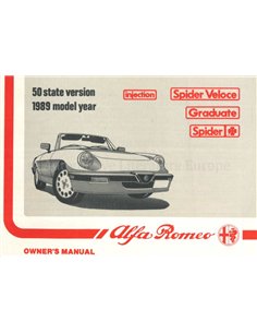1989 ALFA ROMEO SPIDER OWNERS MANUAL ENGLISH (USA)