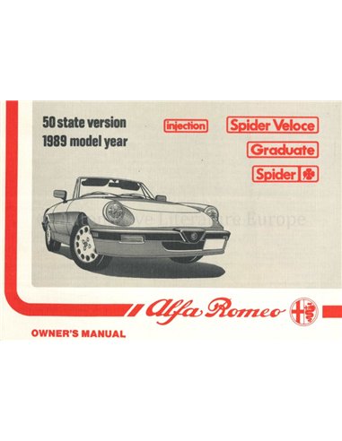 1989 ALFA ROMEO SPIDER BETRIEBSANLEITUNG ENGLISCH (USA)